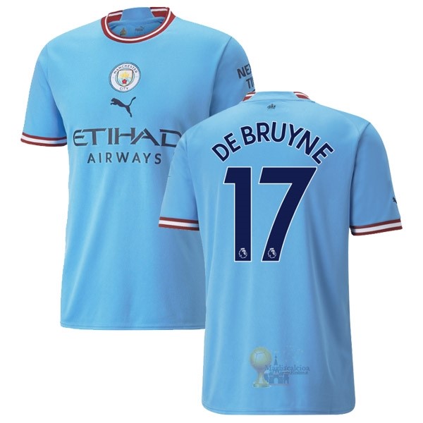 Calcio Maglie NO.17 De Bruyne Home Maglia Manchester City 2022 2023 Blu