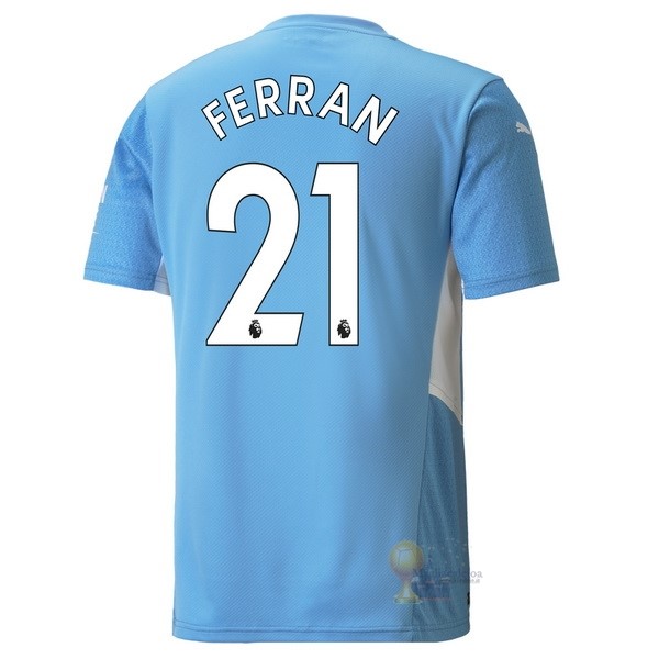 Calcio Maglie NO.21 Ferran Home Maglia Manchester City 2021 2022 Blu