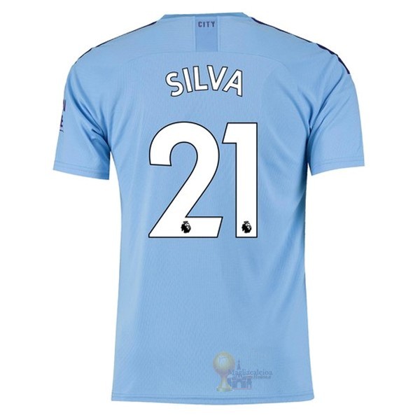 Calcio Maglie NO.21 Silva Home Maglia Manchester City 2019 2020 Blu