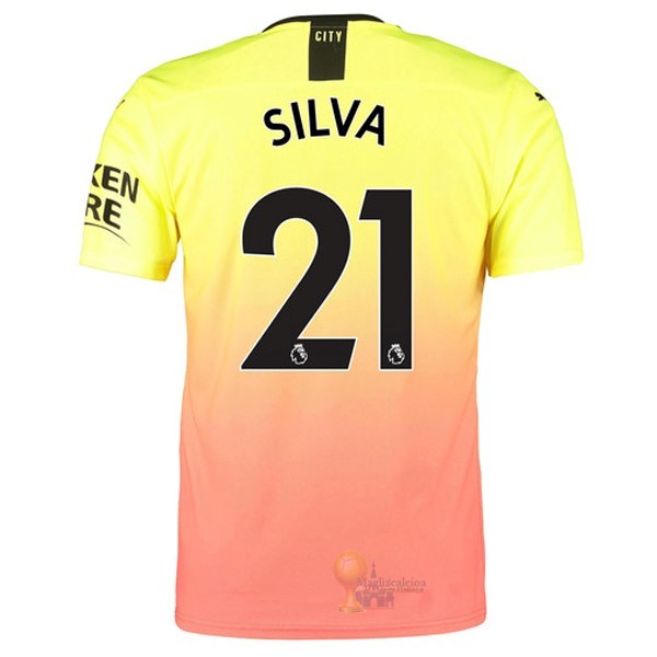 Calcio Maglie NO.21 Silva Terza Maglia Manchester City 2019 2020 Oroange