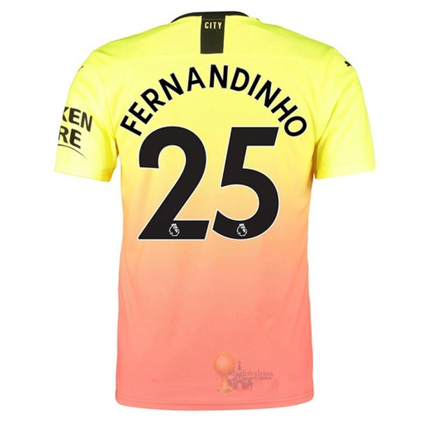 Calcio Maglie NO.25 Fernandinho Terza Maglia Manchester City 2019 2020 Oroange