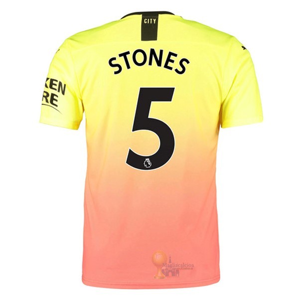 Calcio Maglie NO.5 Stones Terza Maglia Manchester City 2019 2020 Oroange