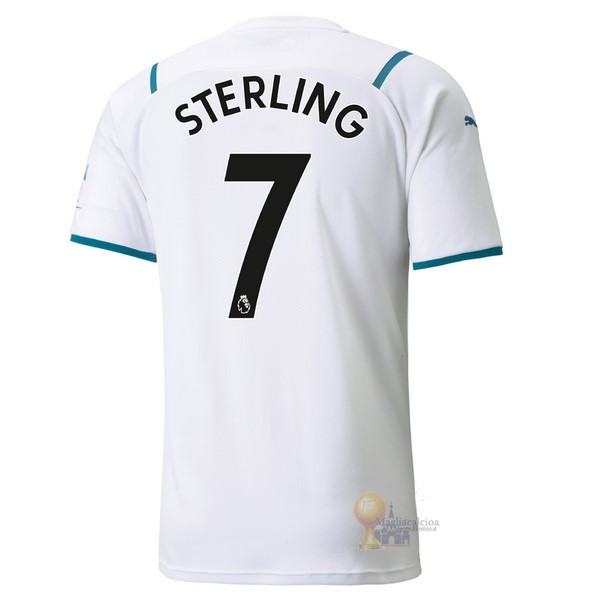Calcio Maglie NO.7 Sterling Away Maglia Manchester City 2021 2022 Bianco