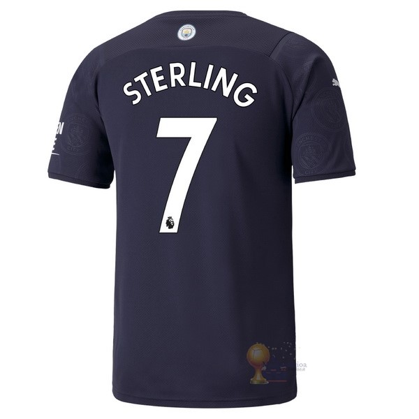 Calcio Maglie NO.7 Sterling Terza Maglia Manchester City 2021 2022 Blu Navy
