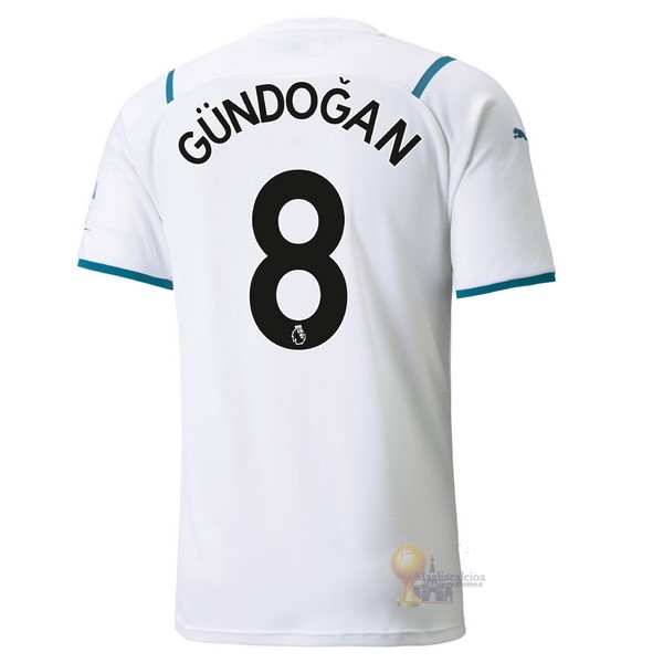 Calcio Maglie NO.8 Gundogan Away Maglia Manchester City 2021 2022 Bianco