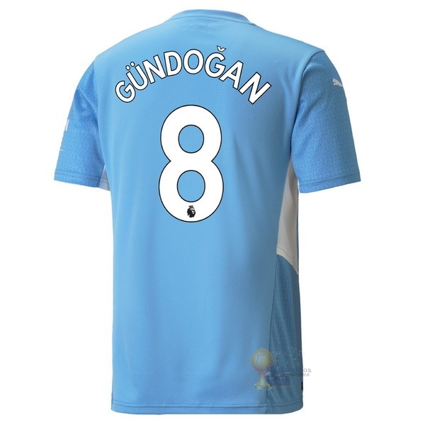 Calcio Maglie NO.8 Gundogan Home Maglia Manchester City 2021 2022 Blu