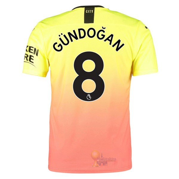 Calcio Maglie NO.8 Gundogan Terza Maglia Manchester City 2019 2020 Oroange