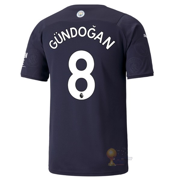 Calcio Maglie NO.8 Gundogan Terza Maglia Manchester City 2021 2022 Blu Navy
