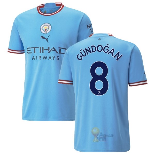 Calcio Maglie NO.8 Gündoğan Home Maglia Manchester City 2022 2023 Blu