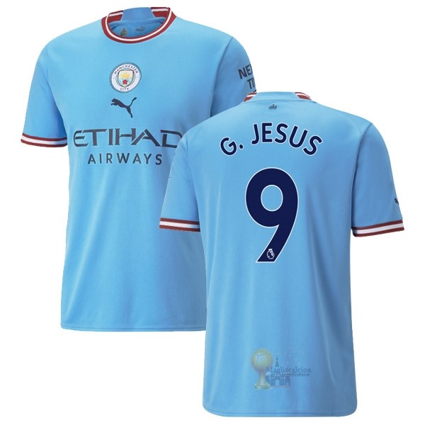 Calcio Maglie NO.9 G.Jesus Home Maglia Manchester City 2022 2023 Blu