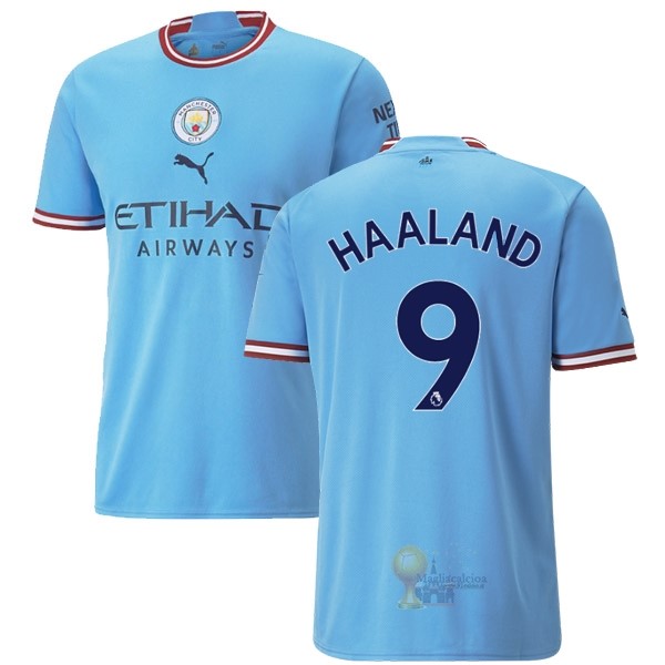 Calcio Maglie NO.9 Haaland Home Maglia Manchester City 2022 2023 Blu