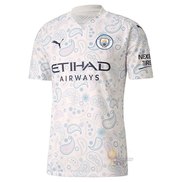 Calcio Maglie Terza Maglia Manchester City Stile rétro 2020 2021 Bianco