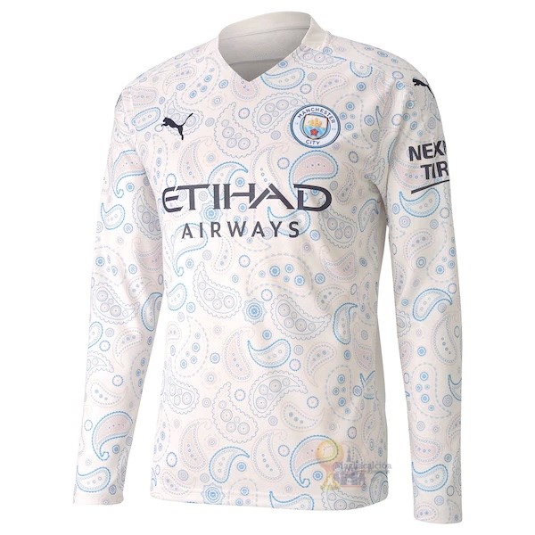Calcio Maglie Terza Manica lunga Manchester City 2020 2021 Bianco