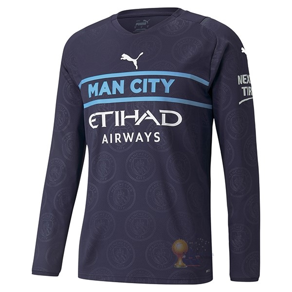 Calcio Maglie Terza Manica lunga Manchester City 2021 2022 Blu