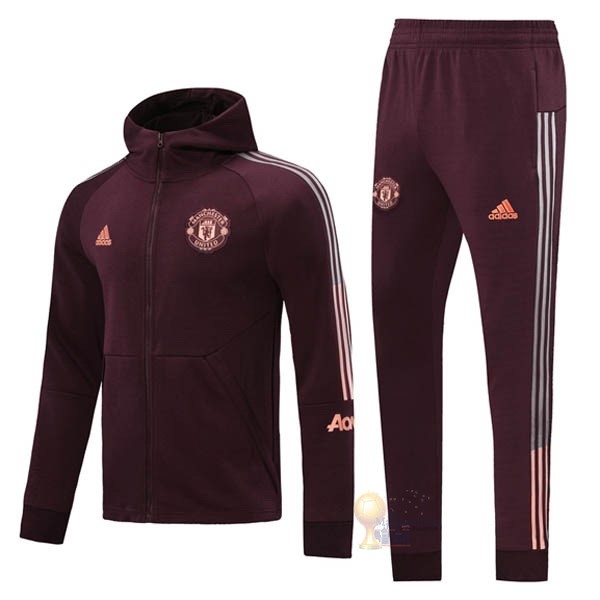 Calcio Maglie Chaqueta Con Capucha Manchester United 2020 2021 Borgogna