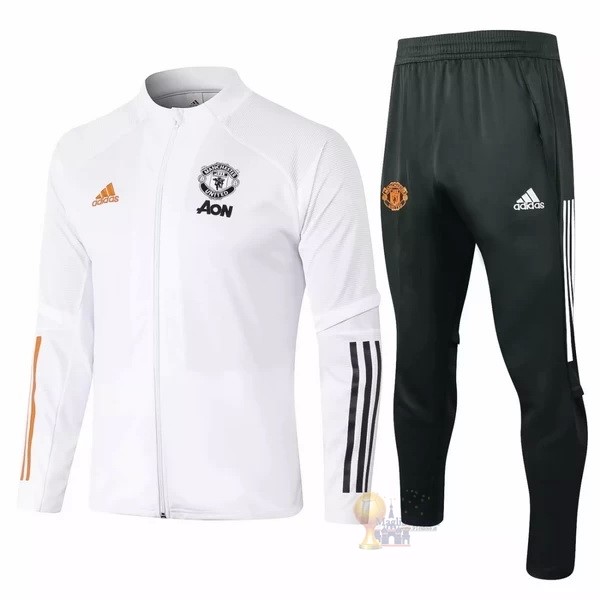 Calcio Maglie Giacca Manchester United 2020 2021 Bianco Nero Arancione
