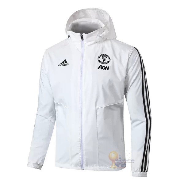 Calcio Maglie Giacca a vento Manchester United 2020 2021 Bianco Nero