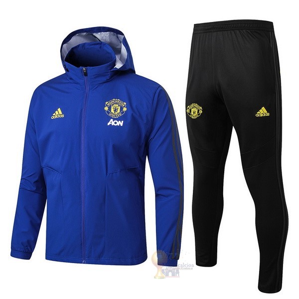 Calcio Maglie Set Completo Giacca a vento Manchester United 2019 2020 Blu Nero