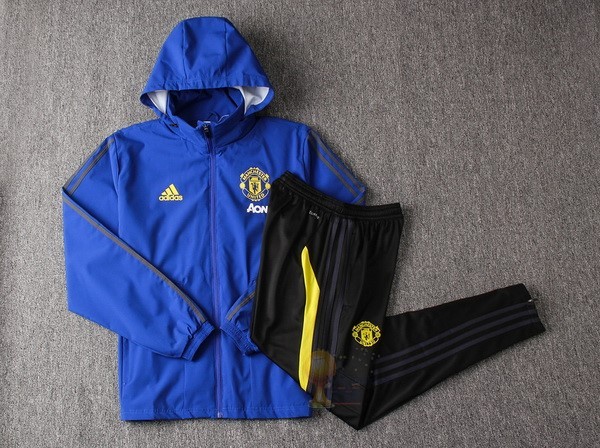 Calcio Maglie Set Completo Giacca a vento Manchester United 2019 2020 Blu Nero
