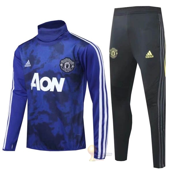 Calcio Maglie Tuta Presentazione Manchester United 2019 2020 Blu Nero Bianco