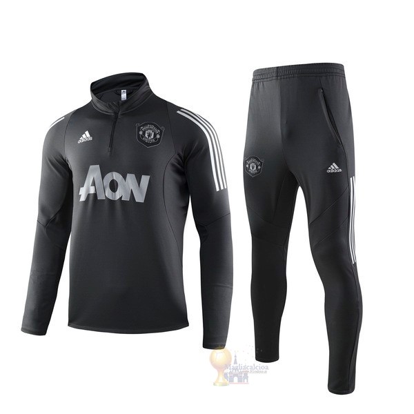 Calcio Maglie Tuta Presentazione Manchester United 2019 2020 Nero Grigio