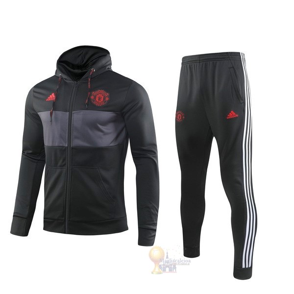Calcio Maglie Tuta Presentazione Manchester United 2019 2020 Nero Grigio Rosso