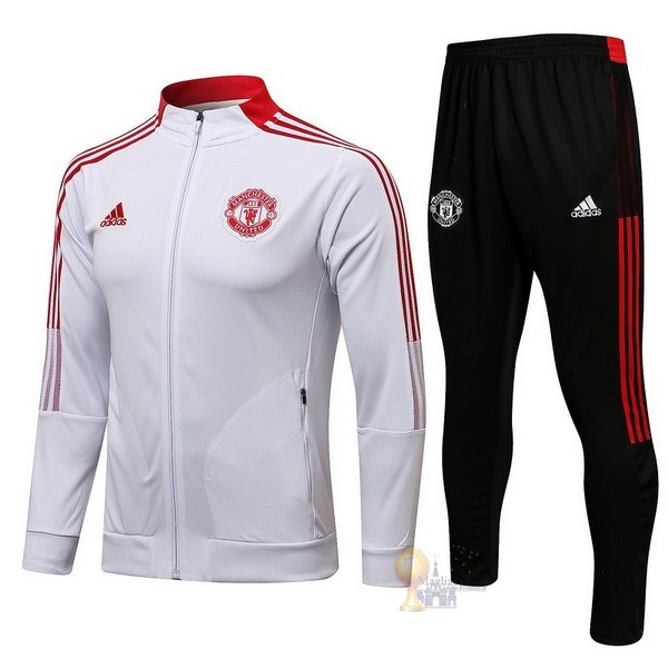 Calcio Maglie Giacca Bambino Manchester United 2021 2022 Bianco I Nero Rosso