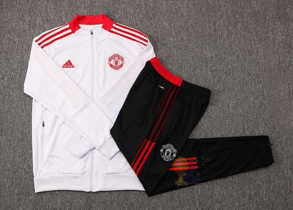 Calcio Maglie Giacca Bambino Manchester United 2021 2022 Bianco I Nero Rosso