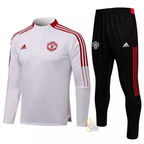 Calcio Maglie Giacca Bambino Manchester United 2021 2022 Bianco Rosso Nero