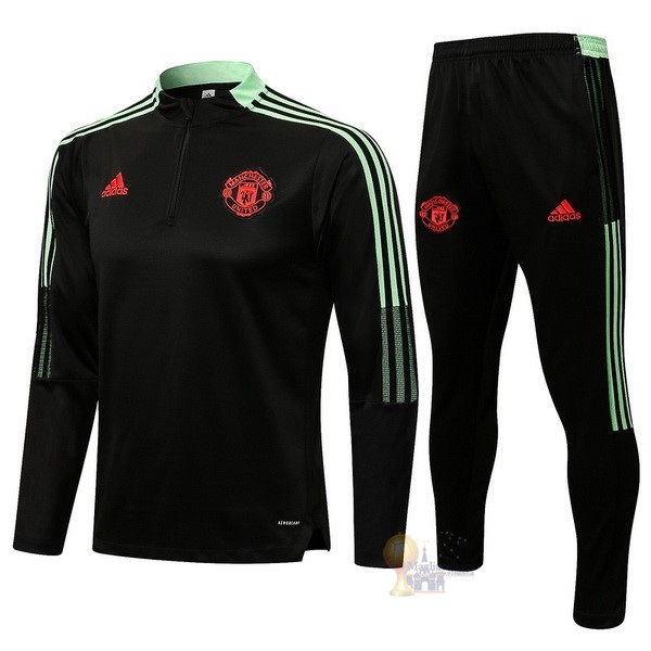 Calcio Maglie Giacca Bambino Manchester United 2021 2022 Nero Rosso Verde