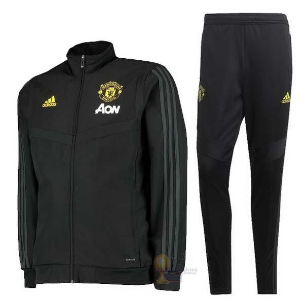 Calcio Maglie Tuta Presentazione Bambino Manchester United 2019 2020 Nero Giallo