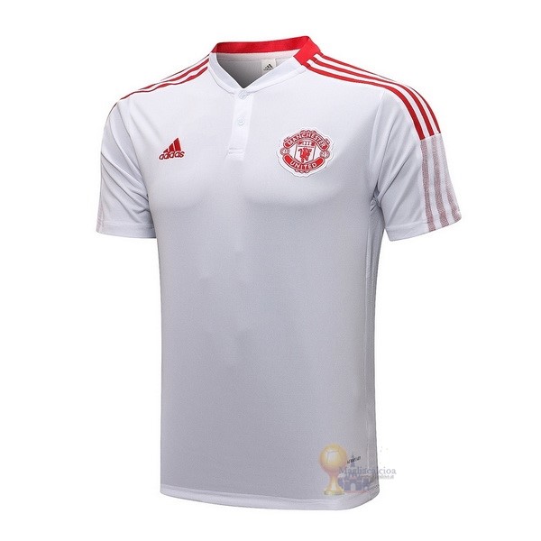 Calcio Maglie Polo Manchester United 2021 2022 Bianco Rosso