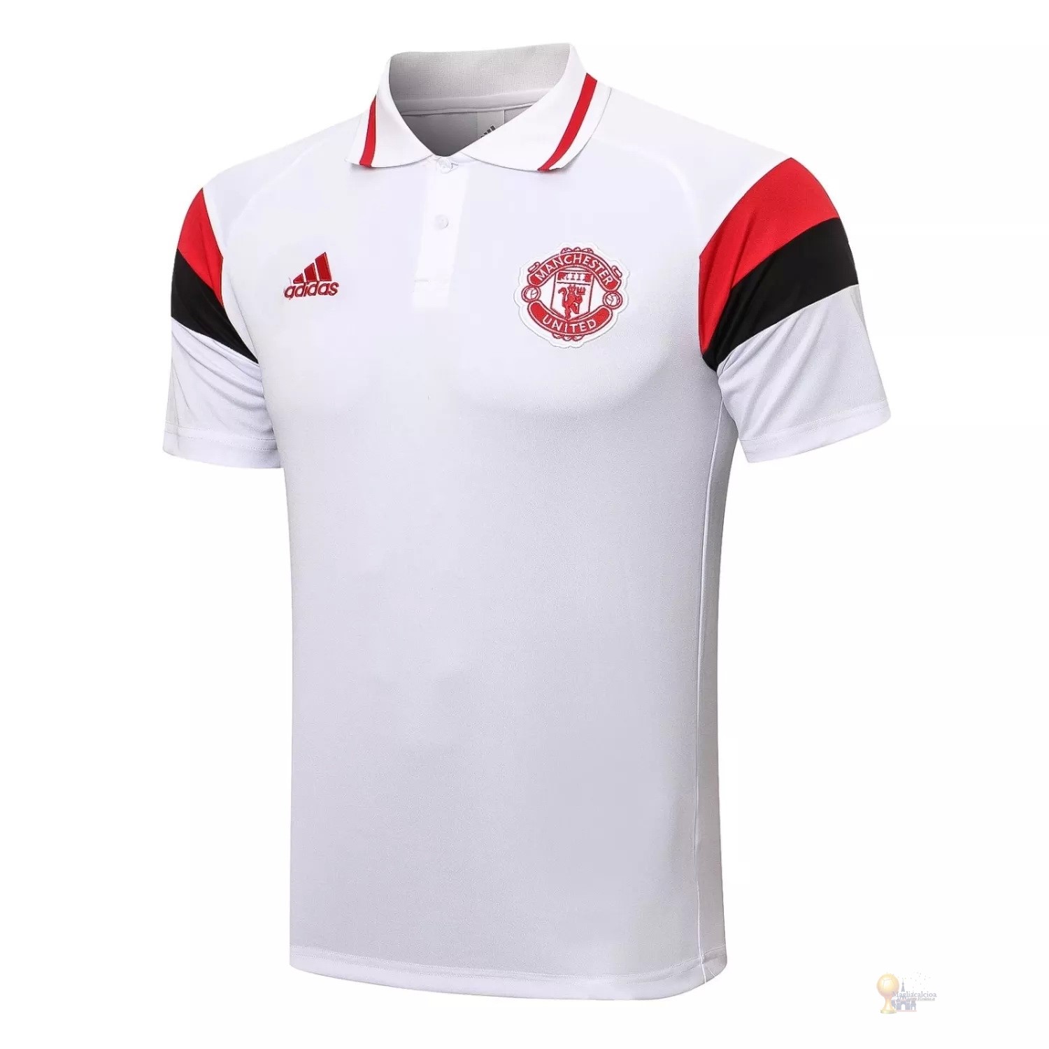 Calcio Maglie Polo Manchester United 2021 2022 Bianco Rosso Nero