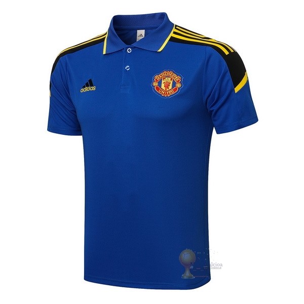 Calcio Maglie Polo Manchester United 2021 2022 Blu Nero