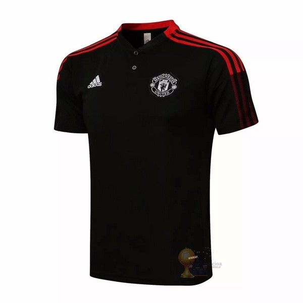 Calcio Maglie Polo Manchester United 2021 2022 Nero Rosso