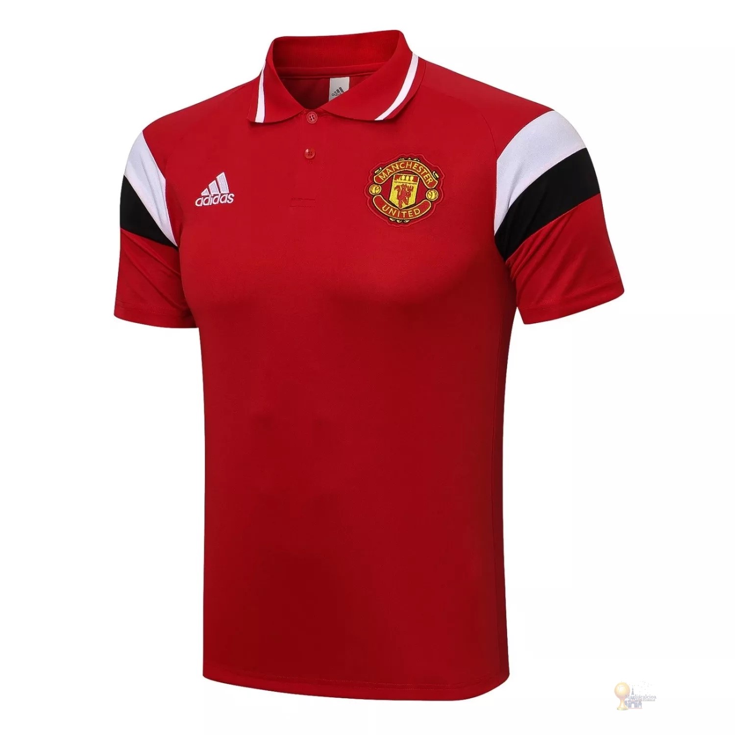 Calcio Maglie Polo Manchester United 2021 2022 Rosso Bianco Nero