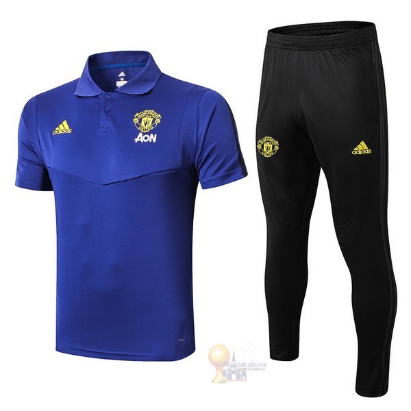 Calcio Maglie Set Completo Polo Manchester United 2019 2020 Blu Giallo Nero