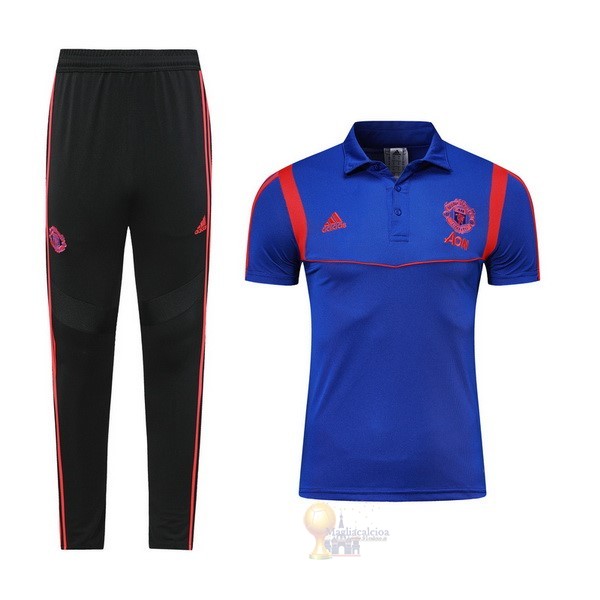 Calcio Maglie Set Completo Polo Manchester United 2019 2020 Blu Rosso