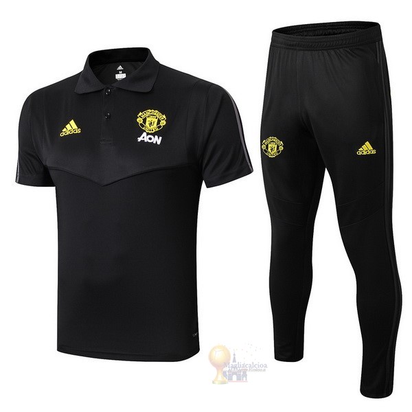 Calcio Maglie Set Completo Polo Manchester United 2019 2020 Nero Giallo