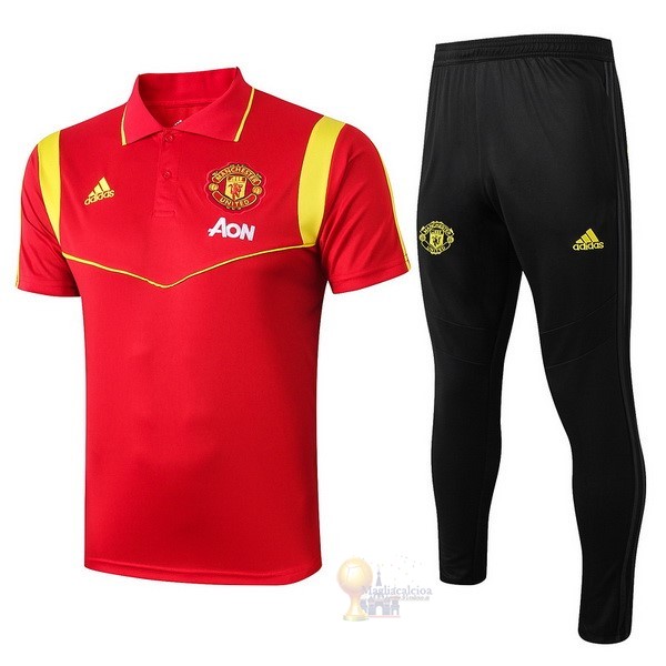 Calcio Maglie Set Completo Polo Manchester United 2019 2020 Rosso Oro Nero