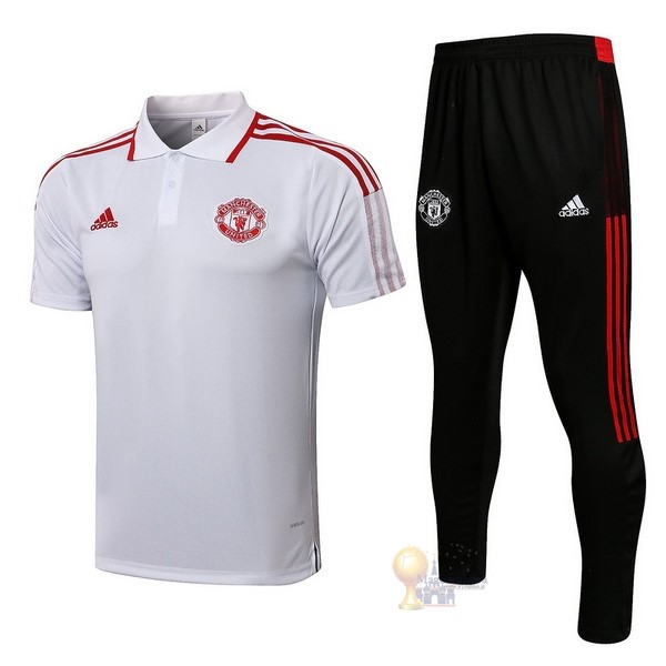 Calcio Maglie Set Completo Polo Manchester United 2021 2022 Bianco I Nero