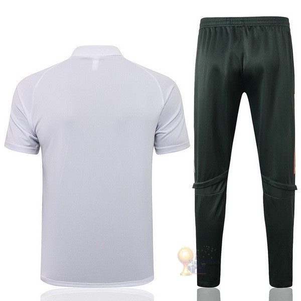 Calcio Maglie Set Completo Polo Manchester United 2021 2022 Bianco Nero Arancione