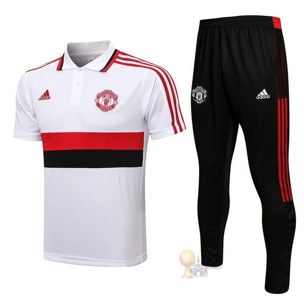 Calcio Maglie Set Completo Polo Manchester United 2021 2022 Bianco Nero Rosso