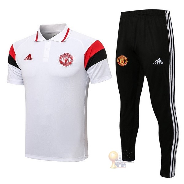 Calcio Maglie Set Completo Polo Manchester United 2021 2022 Bianco Rosso Nero