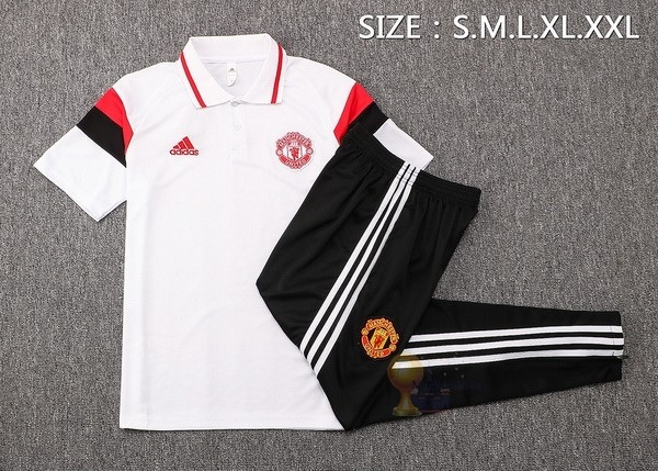 Calcio Maglie Set Completo Polo Manchester United 2021 2022 Bianco Rosso Nero
