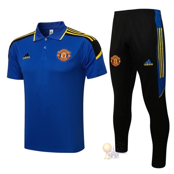 Calcio Maglie Set Completo Polo Manchester United 2021 2022 Blu Nero