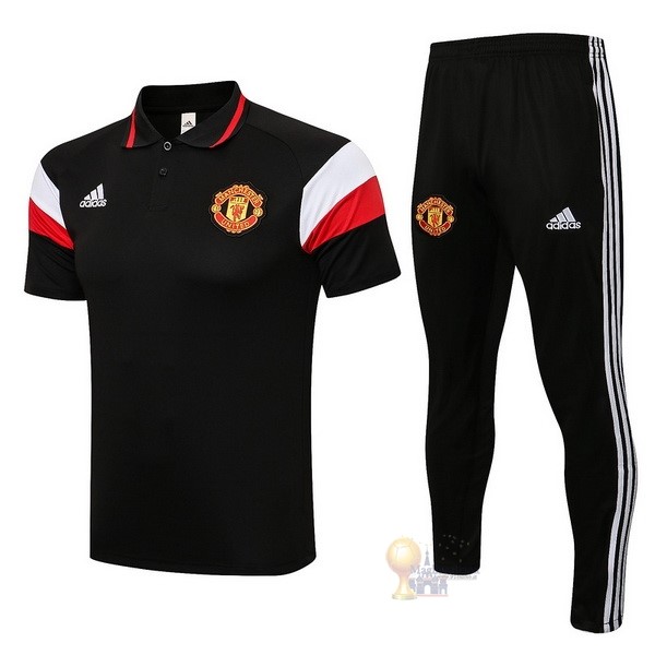 Calcio Maglie Set Completo Polo Manchester United 2021 2022 Nero Bianco Rosso