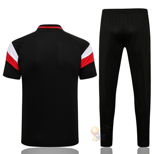 Calcio Maglie Set Completo Polo Manchester United 2021 2022 Nero Bianco Rosso