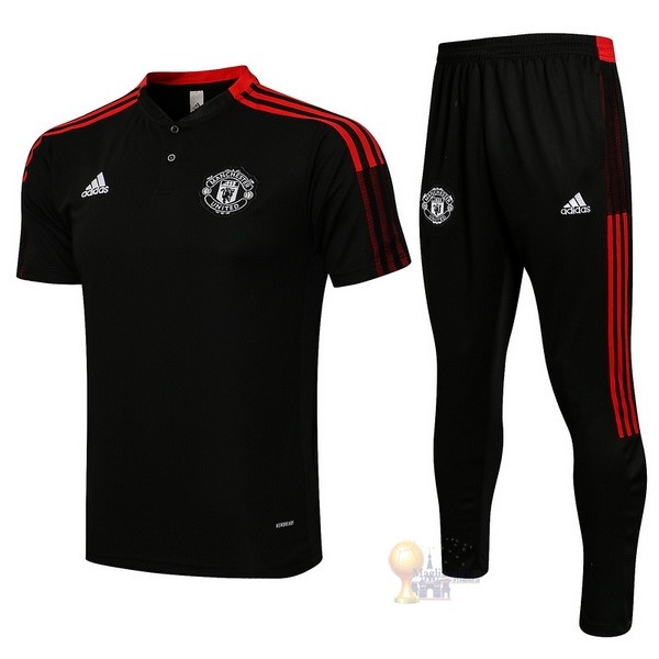 Calcio Maglie Set Completo Polo Manchester United 2021 2022 Nero I Rosso