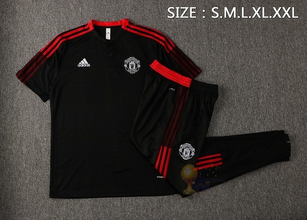 Calcio Maglie Set Completo Polo Manchester United 2021 2022 Nero I Rosso